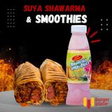 Beef suya sharwama and smoothies