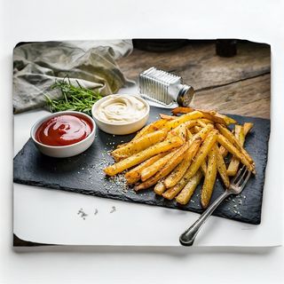 Порция пържени картофи с майонеза