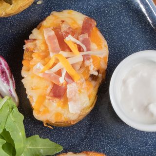 Cheese and bacon potato skins