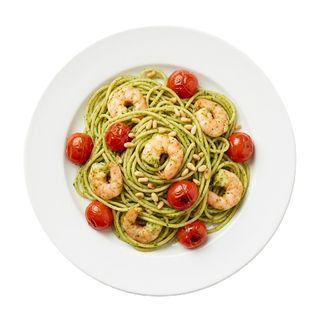Pasta Gambas Pesto Cremoso