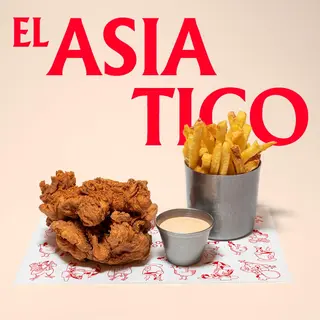 Pollo Frito EL ASIÁTICO + Patatas Fritas + Salsa