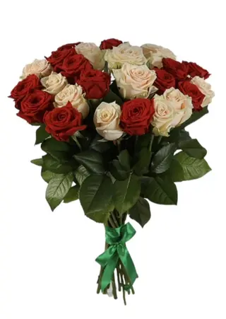Bouquet De 20 Roses Rouges Et Blanches