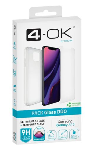 Pack Glass Dúo Funda Protectora 4-Ok Protek + Protector Tempered Glass De Vidrio Templado Para Samsung Galaxy A15 - 8428728160264