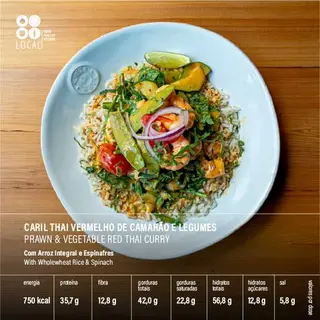 Caril Thai Vermelho de Camarão e Legumes