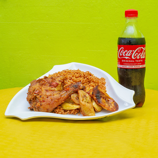 Jollof rice + Chicken + Plantain (4 pcs)  + A Drink