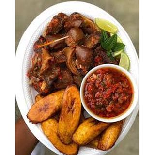 Dry Fried Goat's Meat With Plantain