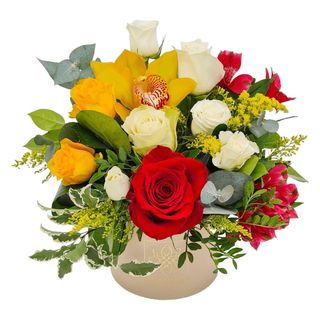 Aranjament in cutie cu flori mixate