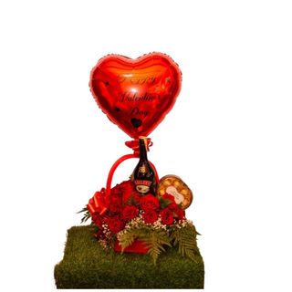 Red Basket baileys , chocolates and baloon