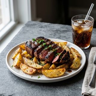 Menú De Plato De Carne Con Patatas
