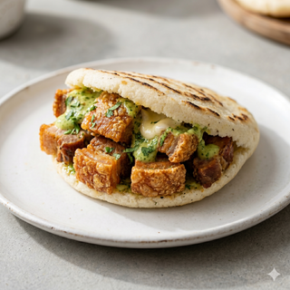 Arepa con chicharrón