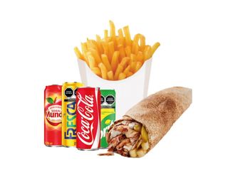 minu shawerma pollo casero con patatas refresco 