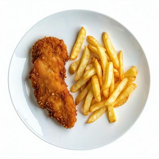 Cotoletta di pollo e patatine