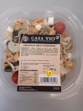 Amanida De Pasta Mediterrània 250 Gr.