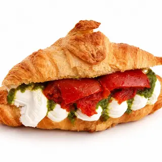 Mini croissants de tomate seco, queso crema y pesto
