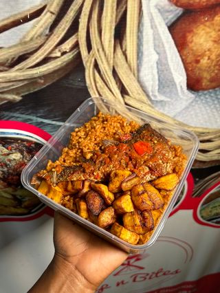 Jollof rice and croaker fish 