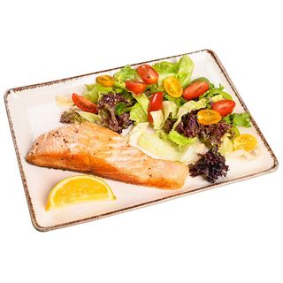 СЬОМГА ФИЛЕ НА ТИГАН С МИКС ОТ ЛИСТНИ САЛАТИ