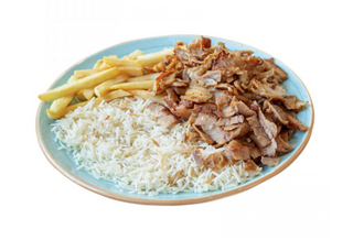 Plato Kebab Con Arroz Y Patatas