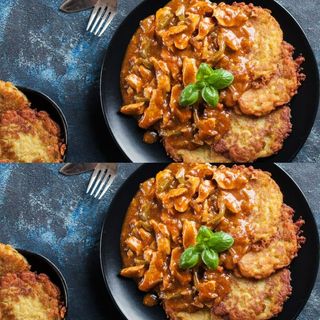 Placki ziemniaczane z Gulaszem Po Węgiersku