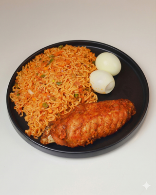 Boiled Eggs and Vegetable Noodles