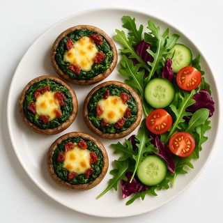 Pieczarki faszerowane szpinakiem i mozzarellą/mix sałat z suszonymi pomidorami 350g