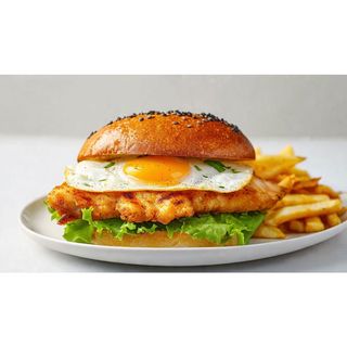 Grilled Chicken Egg Sandwich With Fries