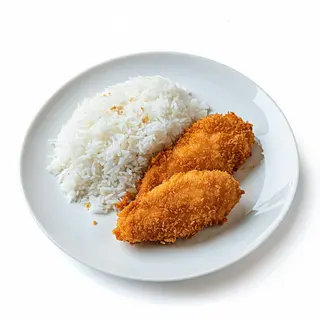 Панирано филе (200г) + Ориз (100г)