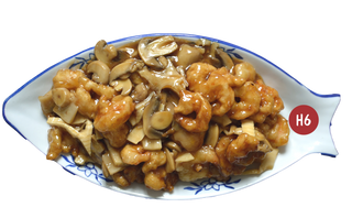 Creveti cu bambus si ciuperci