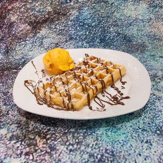 Gofre con 1bola helado