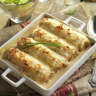 Canelones de carne caseros.