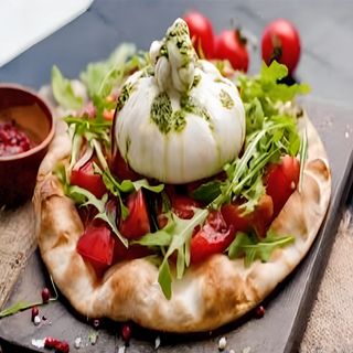 Фокачча с буррато и  соусом песто