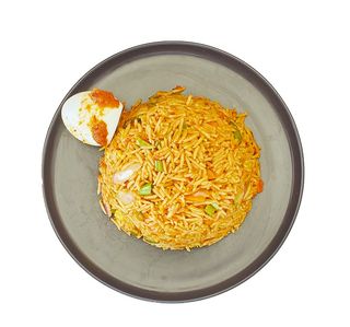 Asun Jollof rice + 1 boiled egg