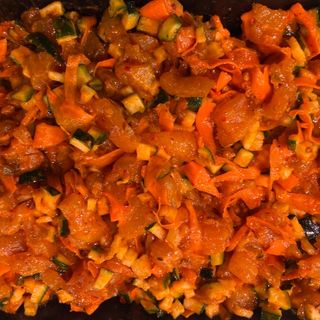 Marinado pollo calabacín y zanahoria