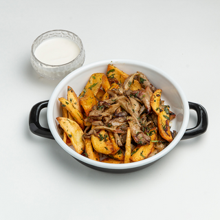 შემწვარი კარტოფილი სოკოთი და არაჟნით