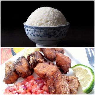 1 kg dry fried Nile perch (empuuta) with white rice 