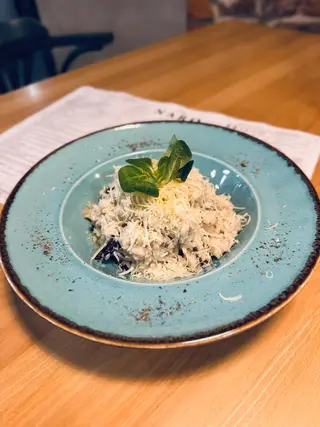 Risotto con pancetta e funghi