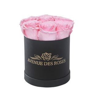 7 trandafiri criogenati roz in cutie neagra