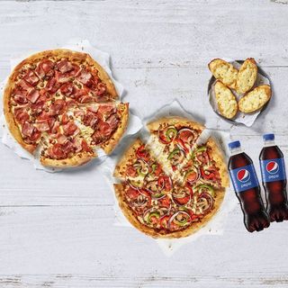 2 x 1 Mediana (Especialidad) + Pan de ajo supremo (4 uds) +  bebidas 50cl