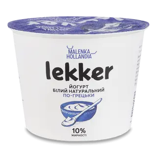 Йогурт Lekker По-грецьки білий 10% стакан (230г)