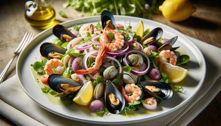 Салата миди с лук