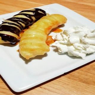 Plátano Frito Al Caramelo Y Chocolate  