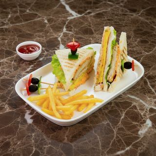 Chicken  Sandwich + Special chips, Salad
