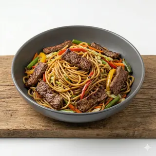 Spaghete prajite cu vita