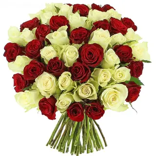 40 roses mélange rouges blanch