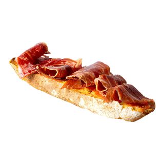 Tosta de jamón asado con salmorejo