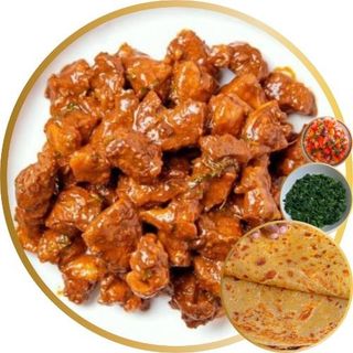 Dry Fried Pork + Chapati + Greens