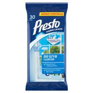 Ściereczki do czyszczenia luster i szyb Presto(30szt.). 0.14кг