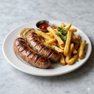 Bratwurst Con Papas Fritas