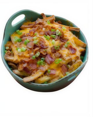 Tapa De Patatas Fritas Con Bacon Y Queso Cheddar