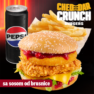 Cheddar crunch meni (sosom od brusnice)