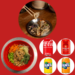 Noodles Fríos Con Verdura + Dumplings De Setas + Lata